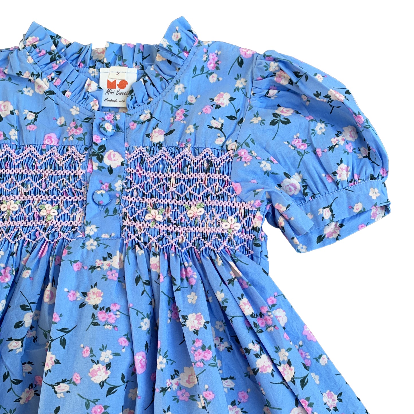 Cerulean Rose Smocked Dress