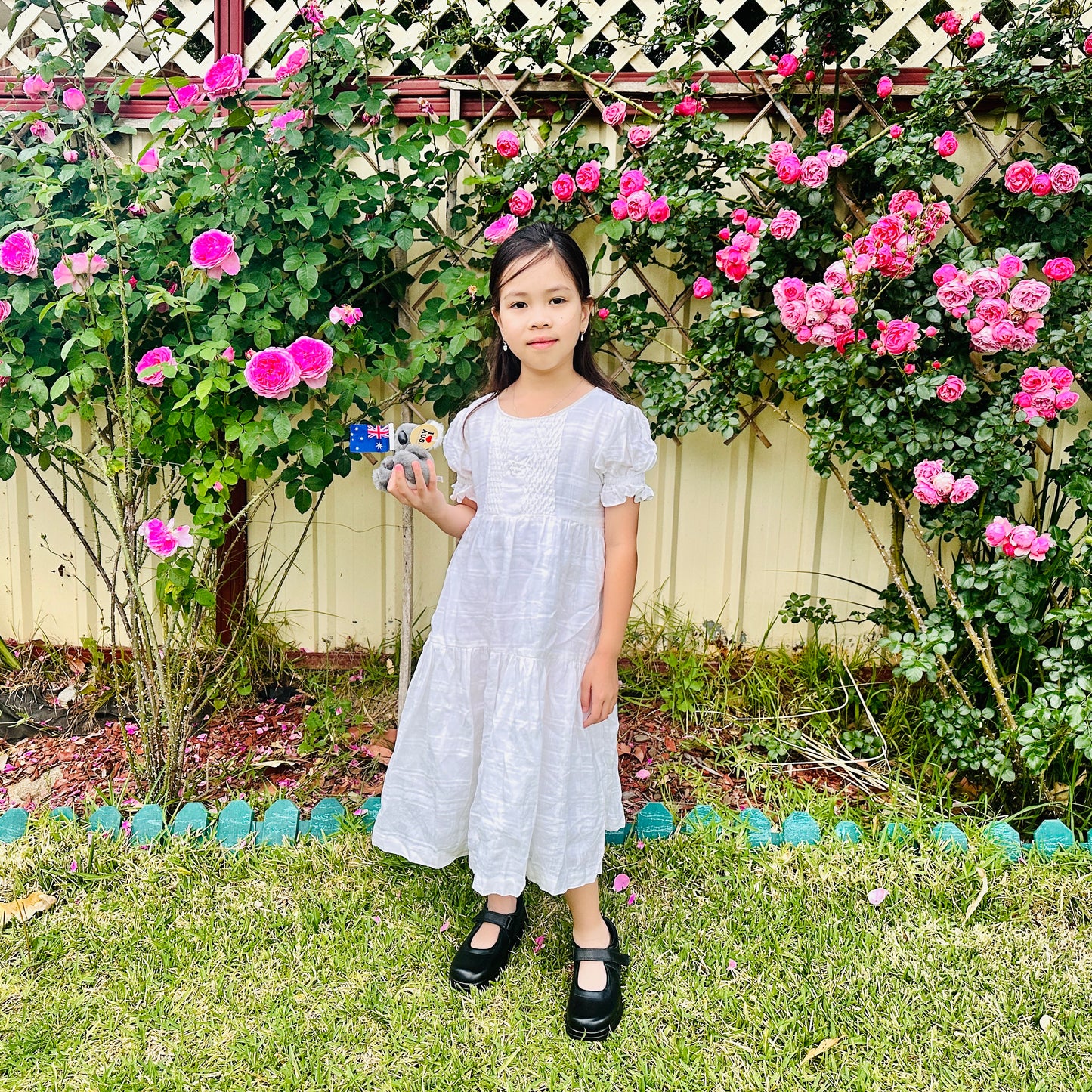 White Smocked Dress With Pearls - Christening / Flower Girl