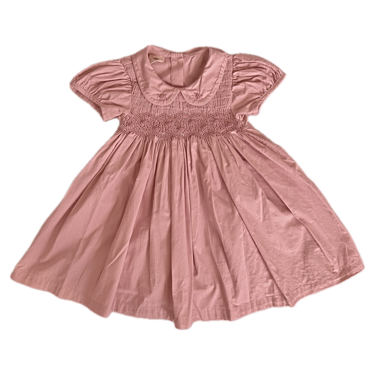 Clara Dusty Pink Smocked Cotton Dress