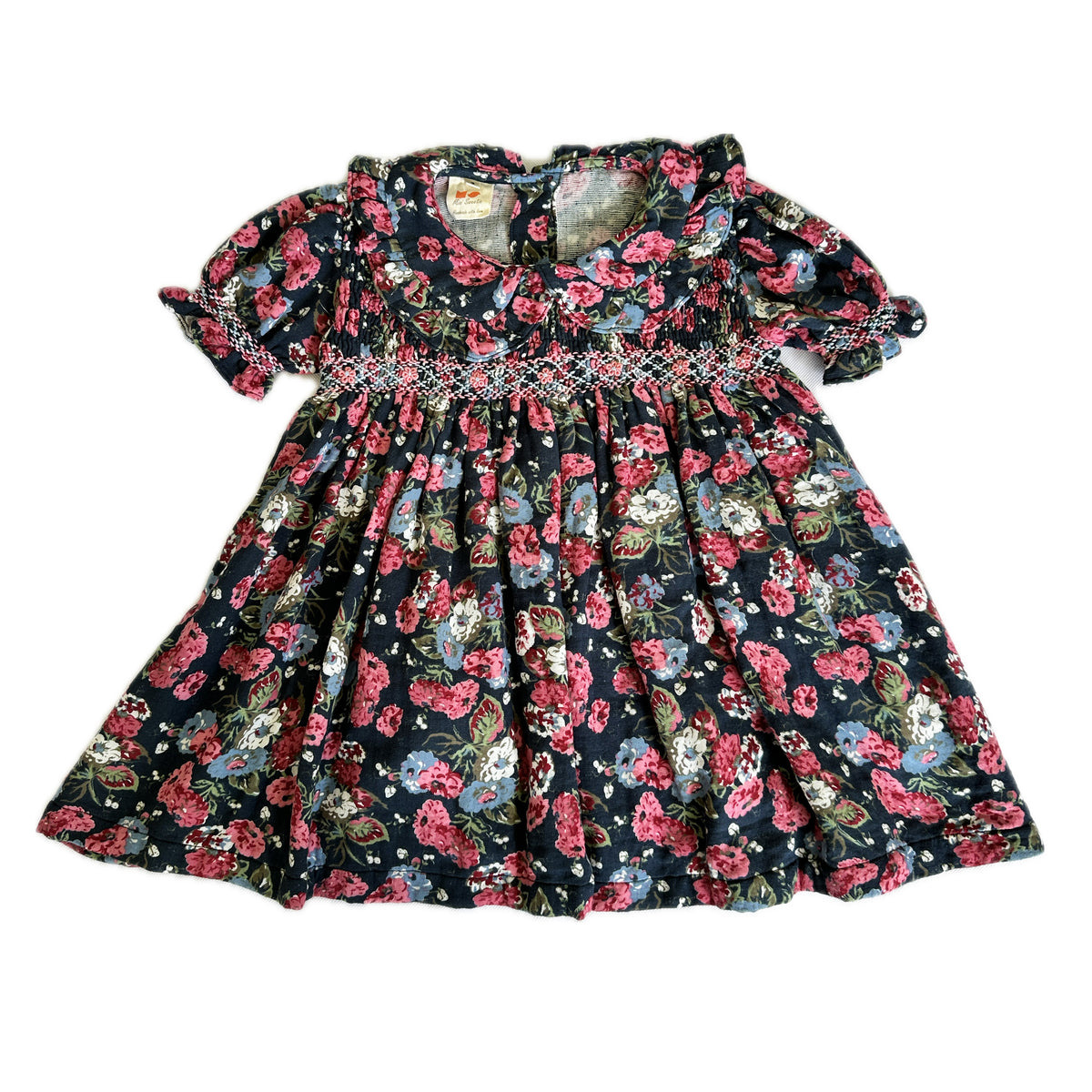 Eloise Navy Floral Smocked Cotton Dress