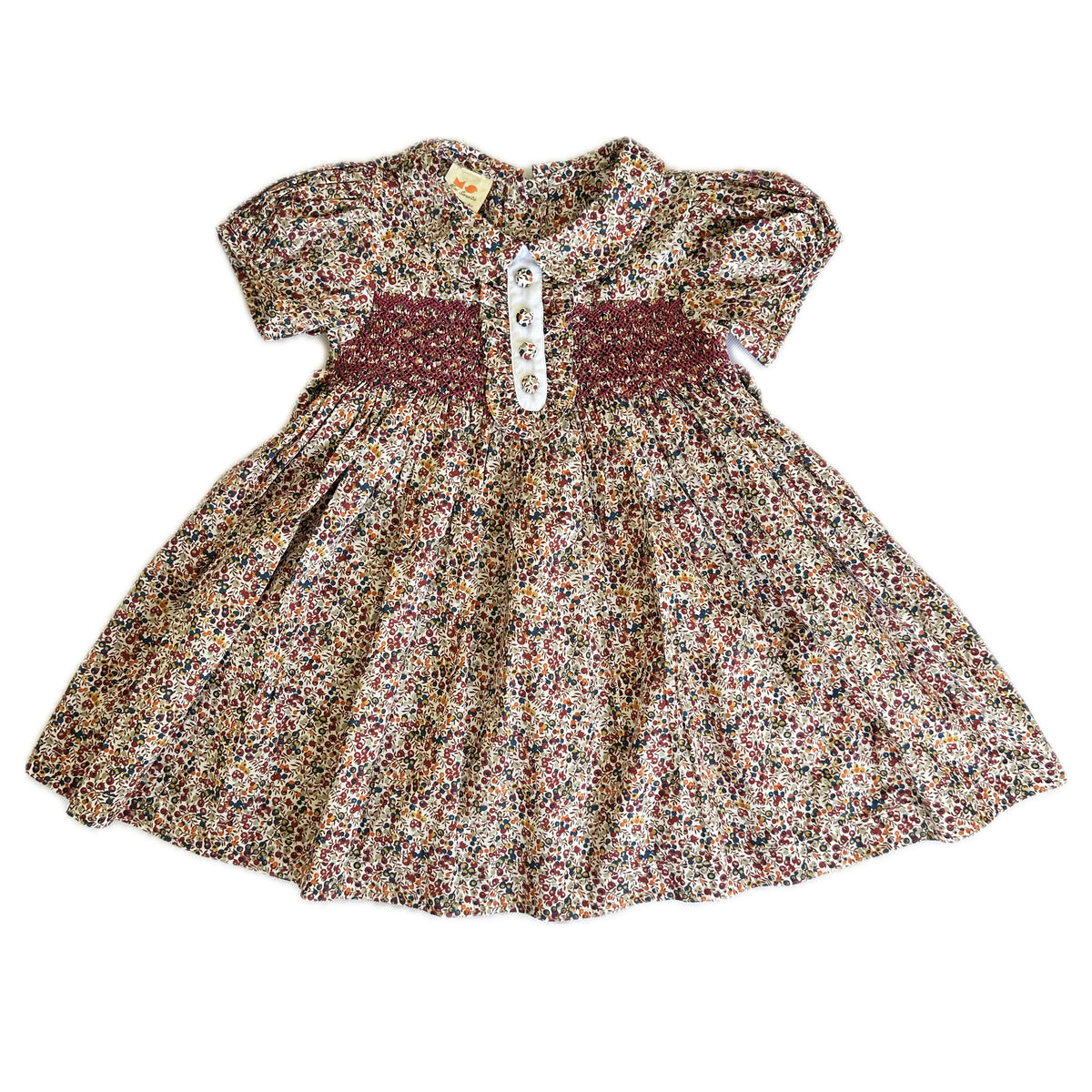 Hazel Ivory Floral Smocked Cotton Dress