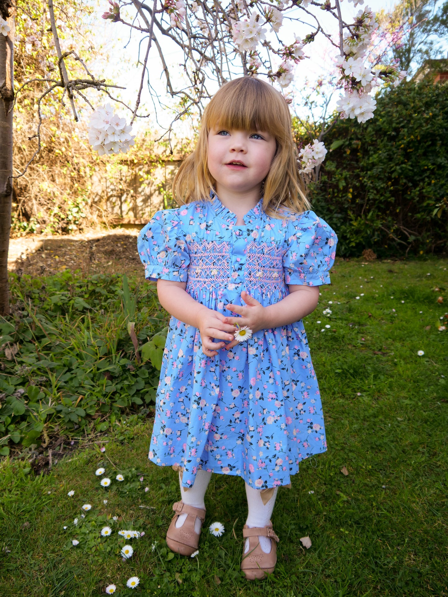 Cerulean Rose Smocked Dress