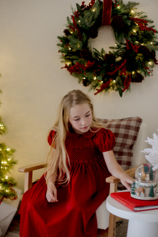 Cherry Red Smocked Dress