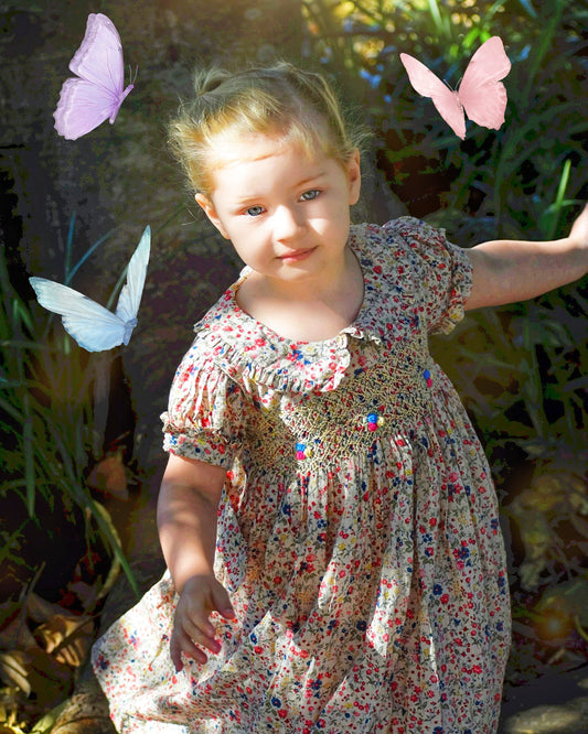 Vintage Blooms Tricolor Dress