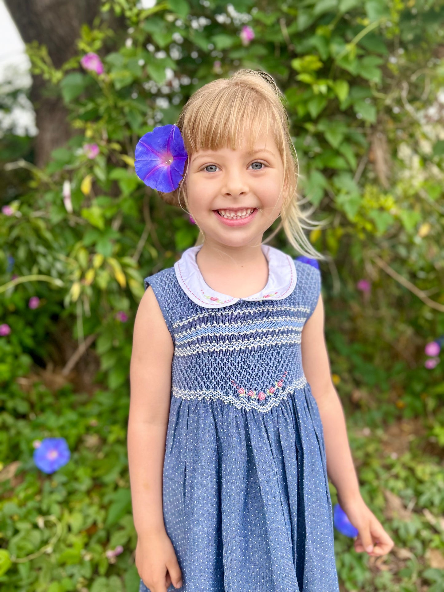 Midnight Dot Delight Smocked Dress