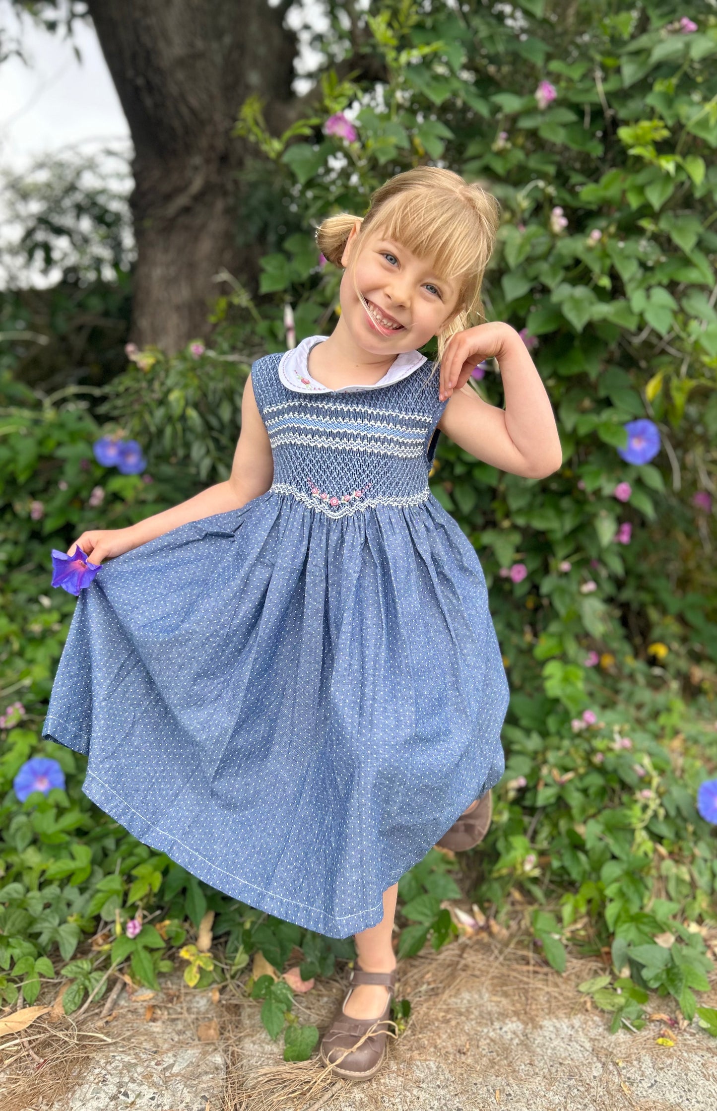 Midnight Dot Delight Smocked Dress