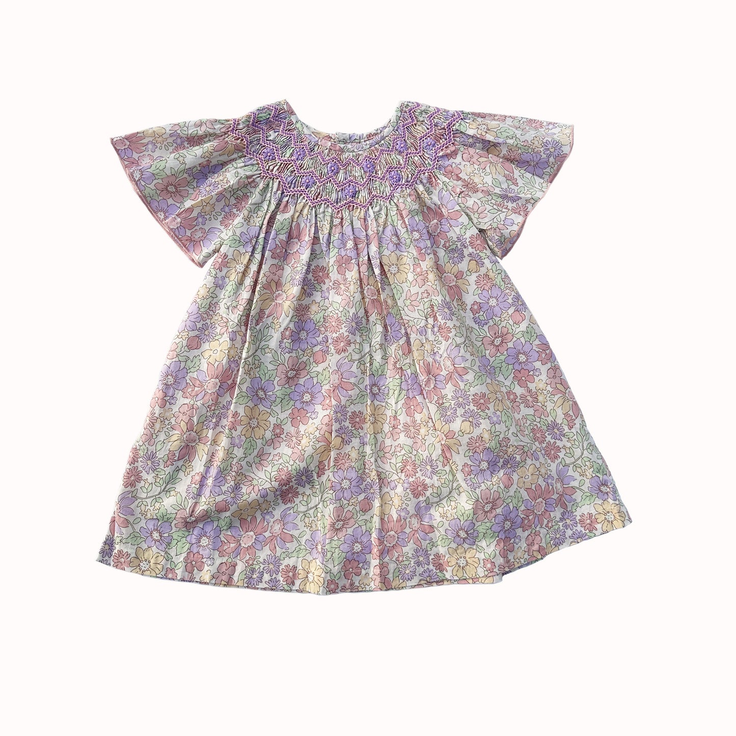 Lavender Bloom Smocked Dress (Short Sleeves)