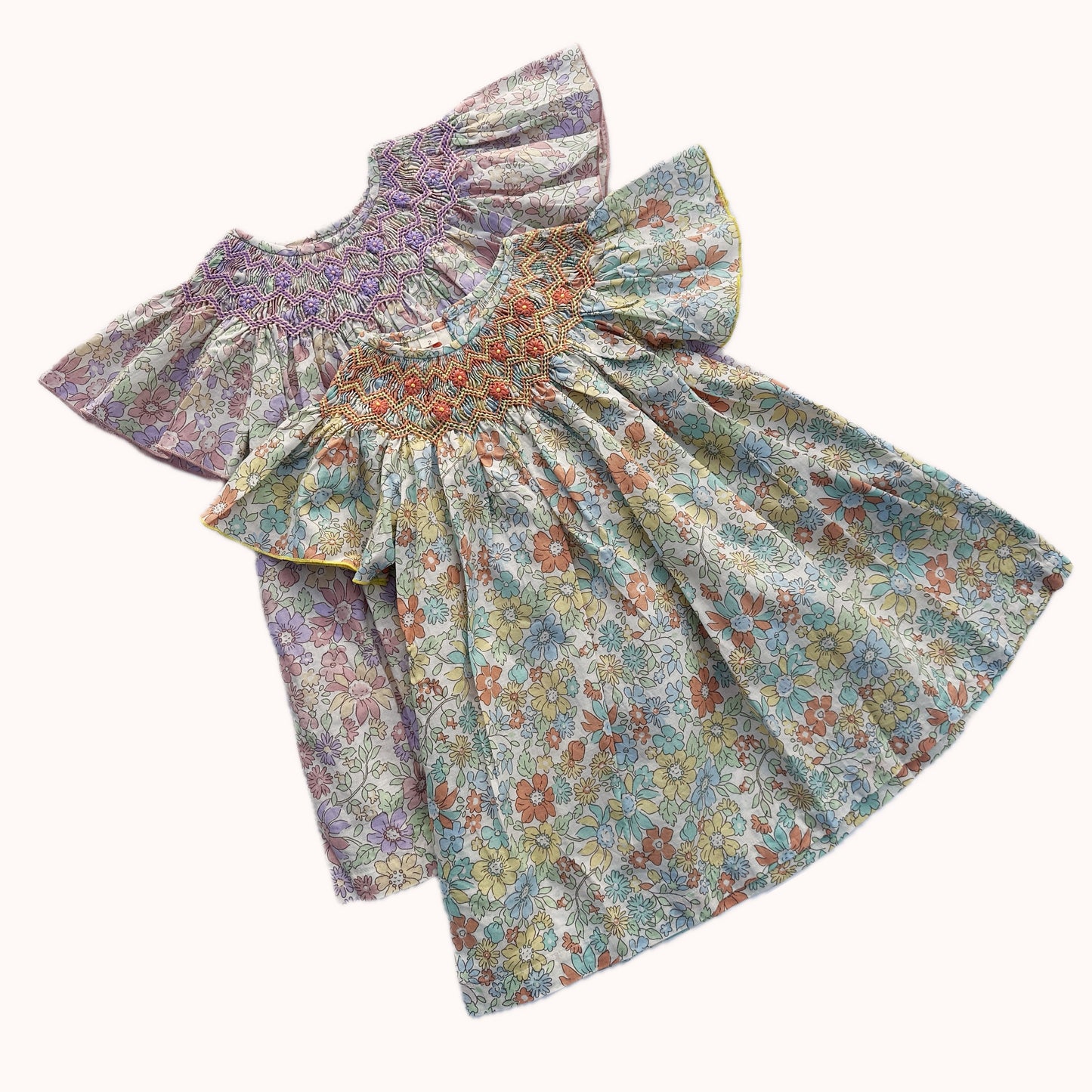 Lavender Bloom Smocked Dress (Short Sleeves)