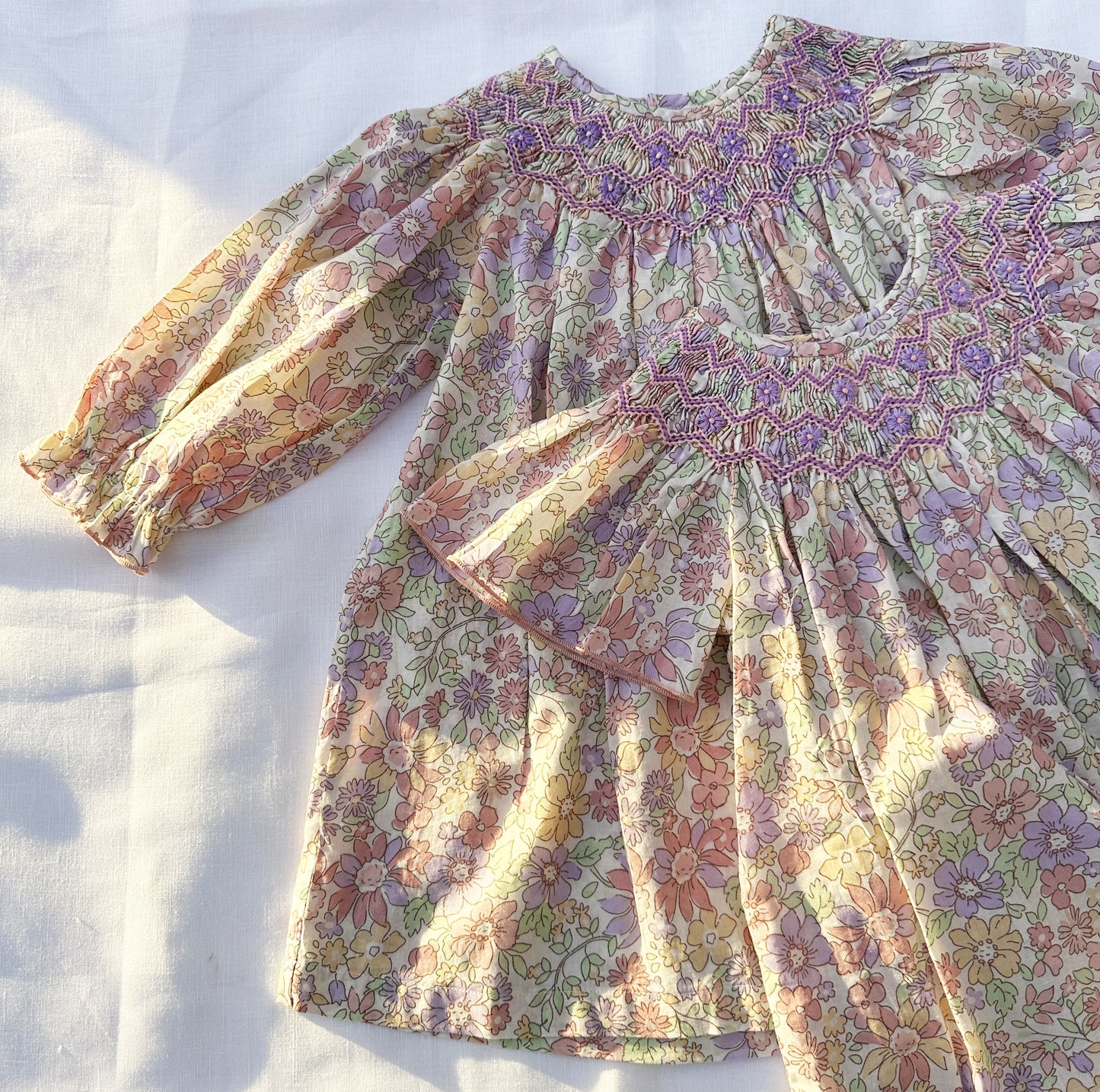 Lavender Bloom Smocked Dress (Short Sleeves)