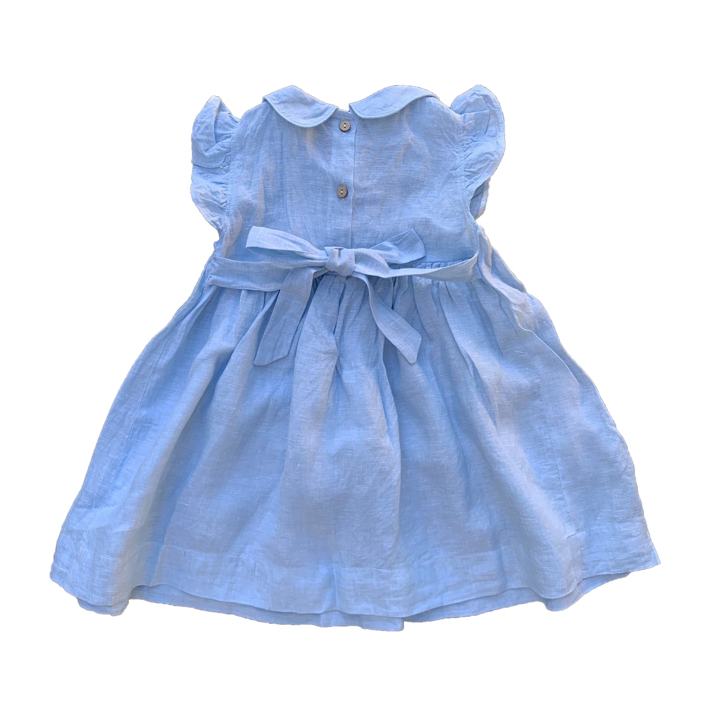 Blue Linen Smocked Dress