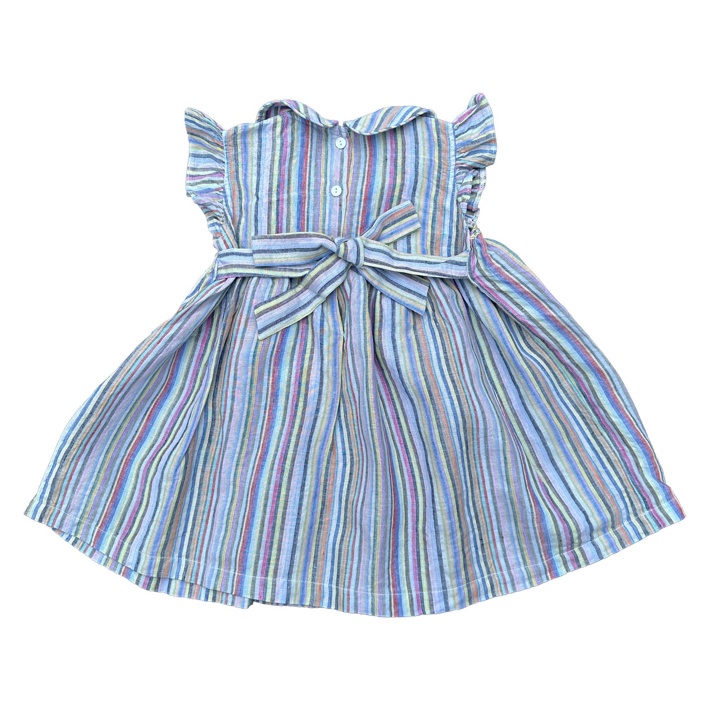 Linen Stripe Smocked Dress