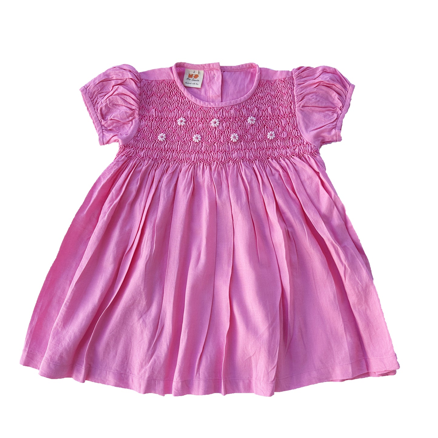 Pink Linen Daydream Smocked Dress