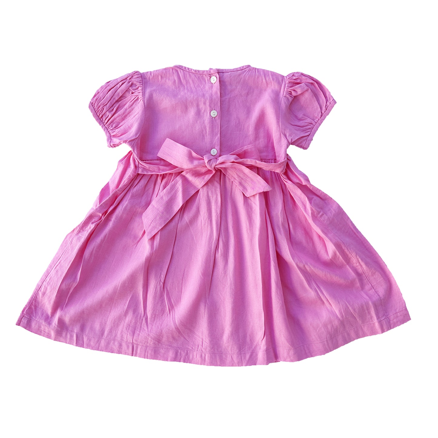 Pink Linen Daydream Smocked Dress