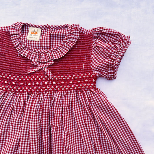 Red Gingham Smocked Dress