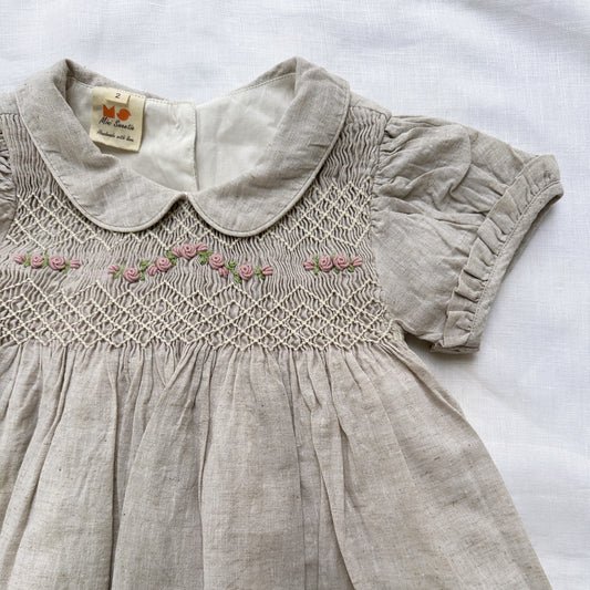 Silver Rose Smocked Dress