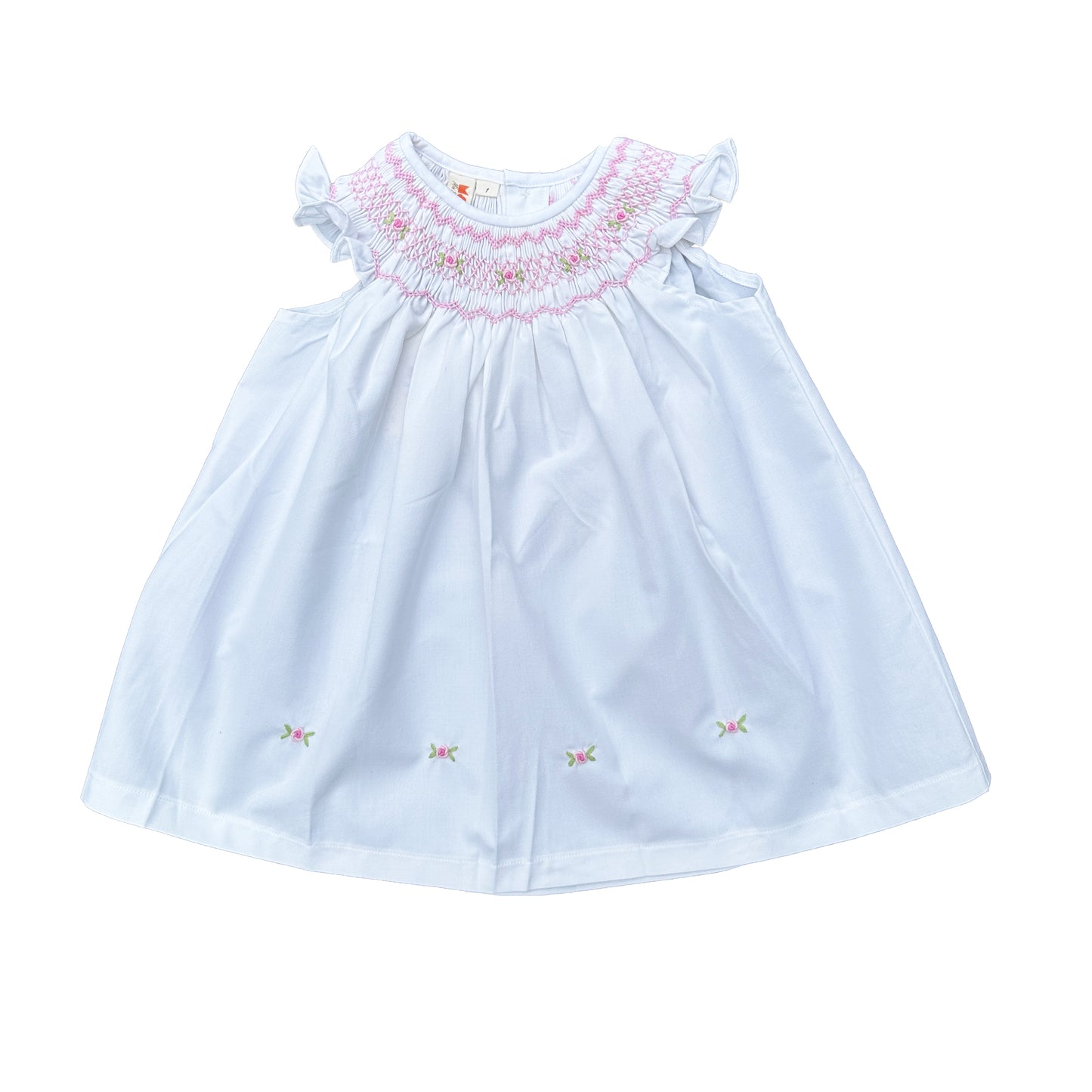 White Bishop Smocked Dress