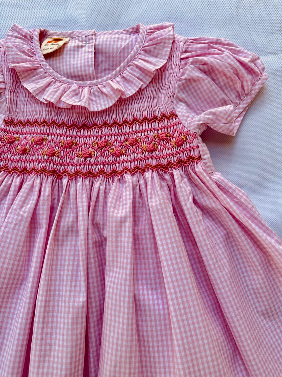 Pink Gingham Smocked Dress