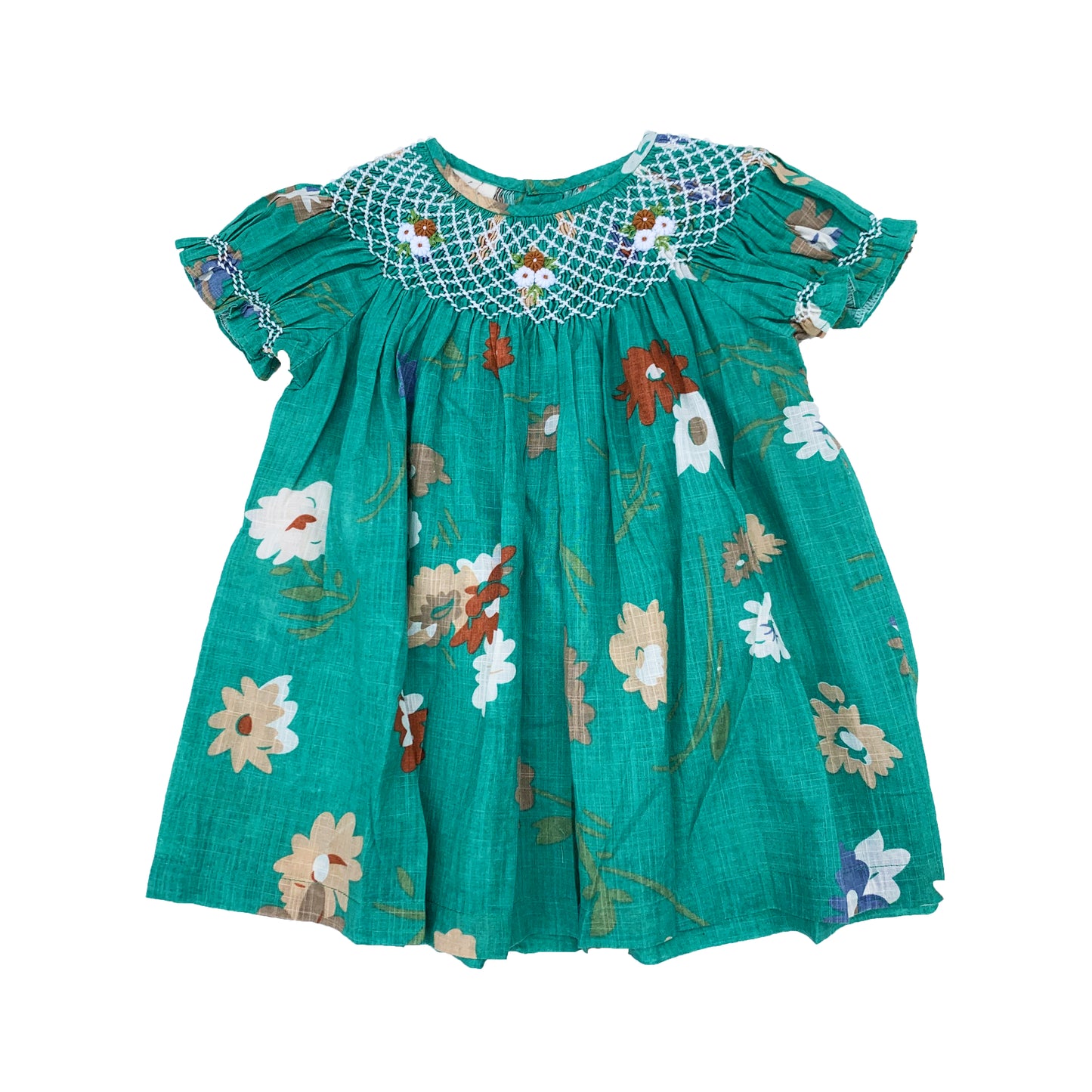 Emerald Green Bishop Smocked Dress.