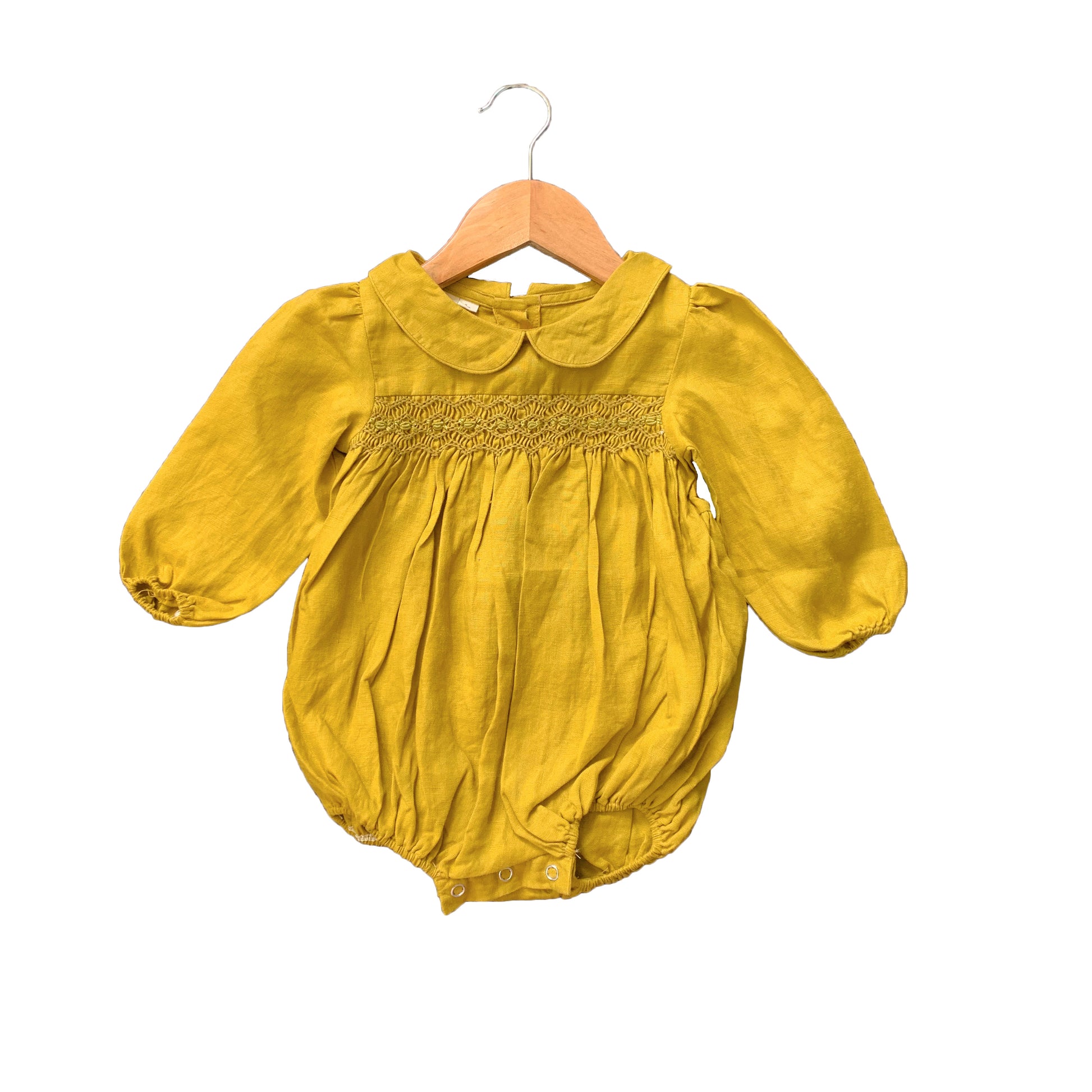 Mustard Linen Romper.