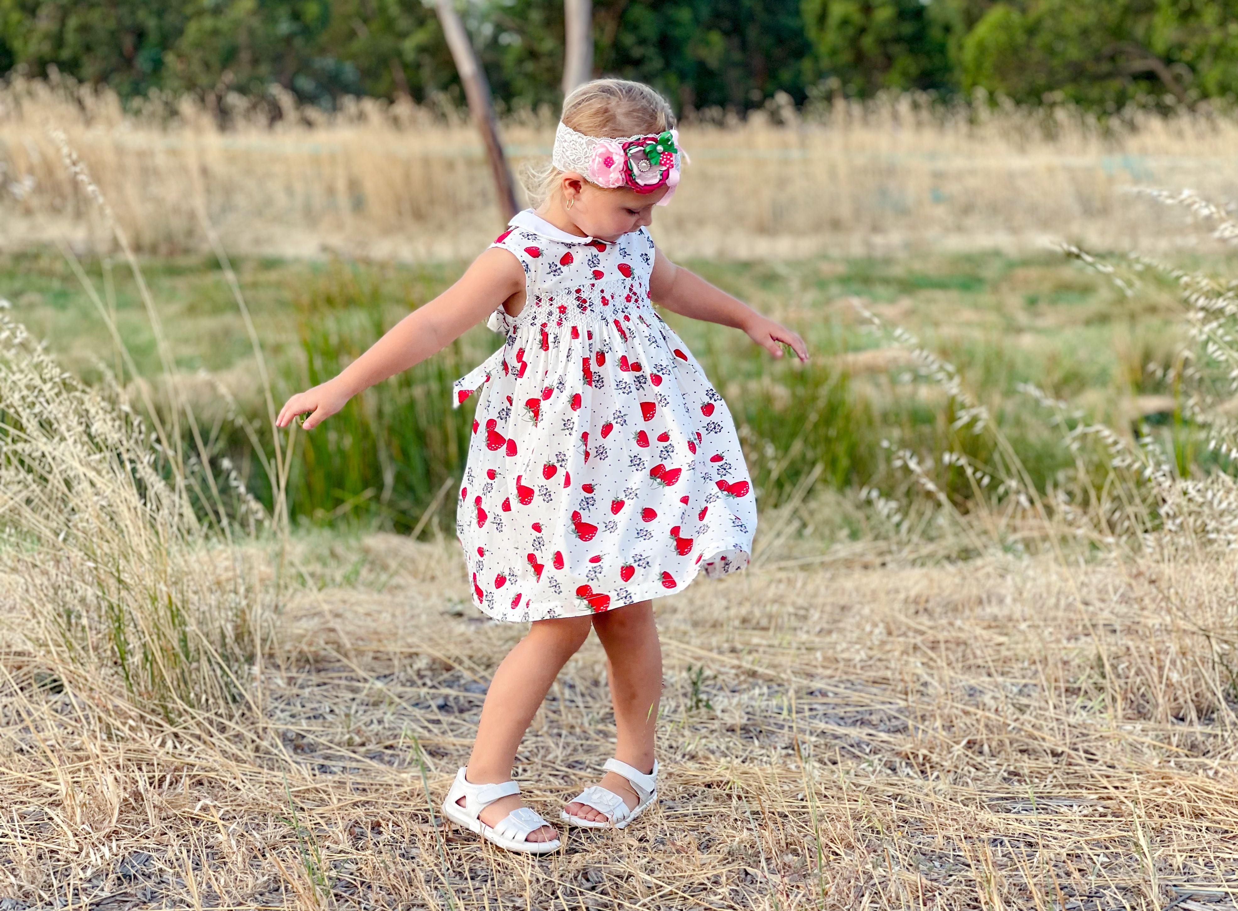 Strawberry 2024 smocked dress