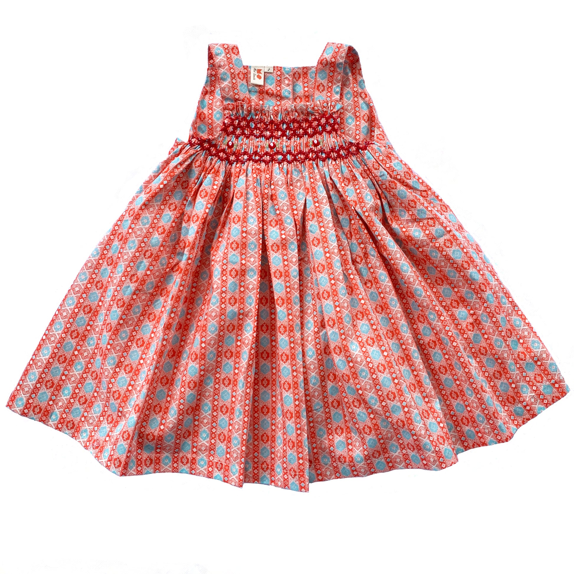 Brilliant Strap Orange Smocked Dress.