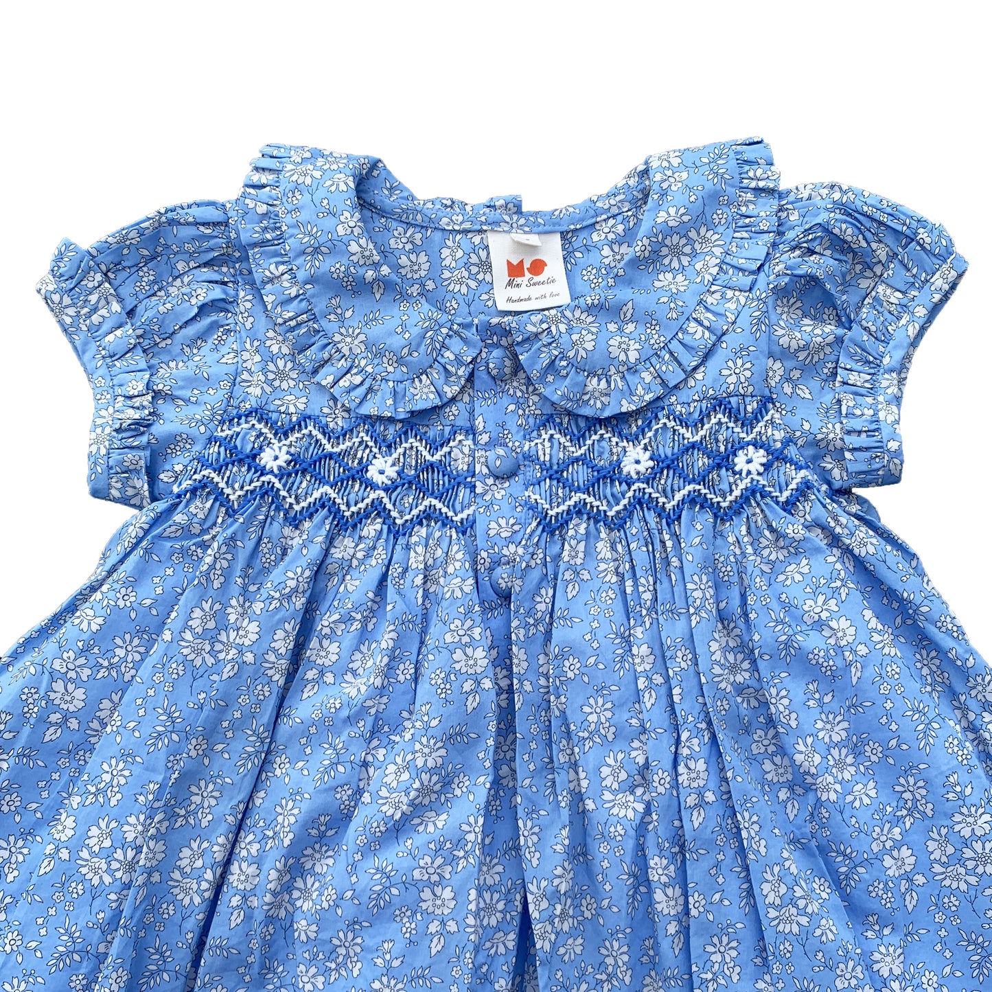 Blue Flower Smocked Dress