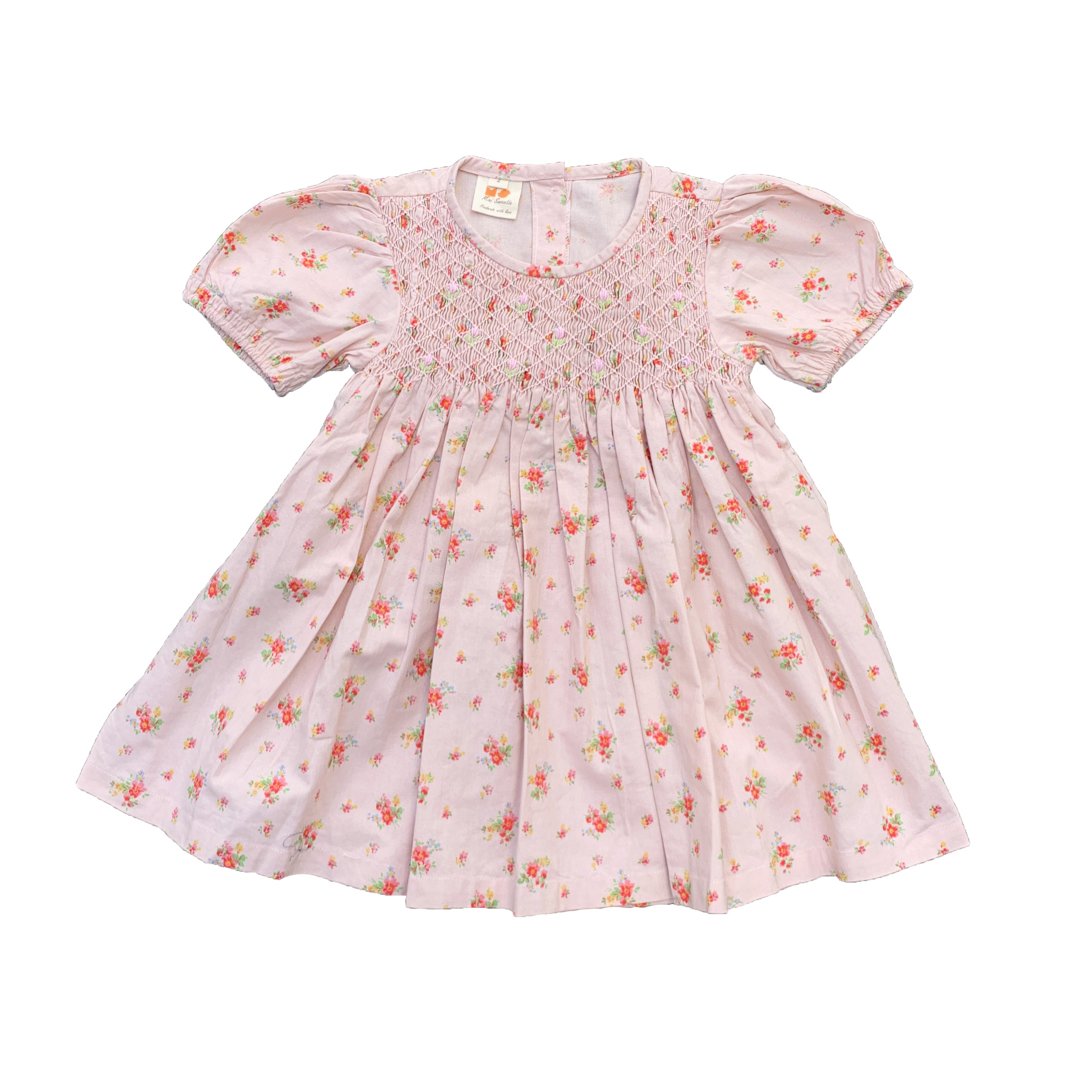 Bright Blooms Orange Smocked Dress