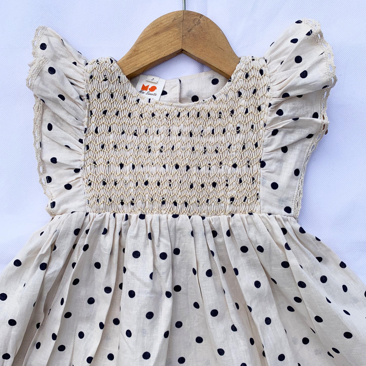 Cream Dot Smocked Dress