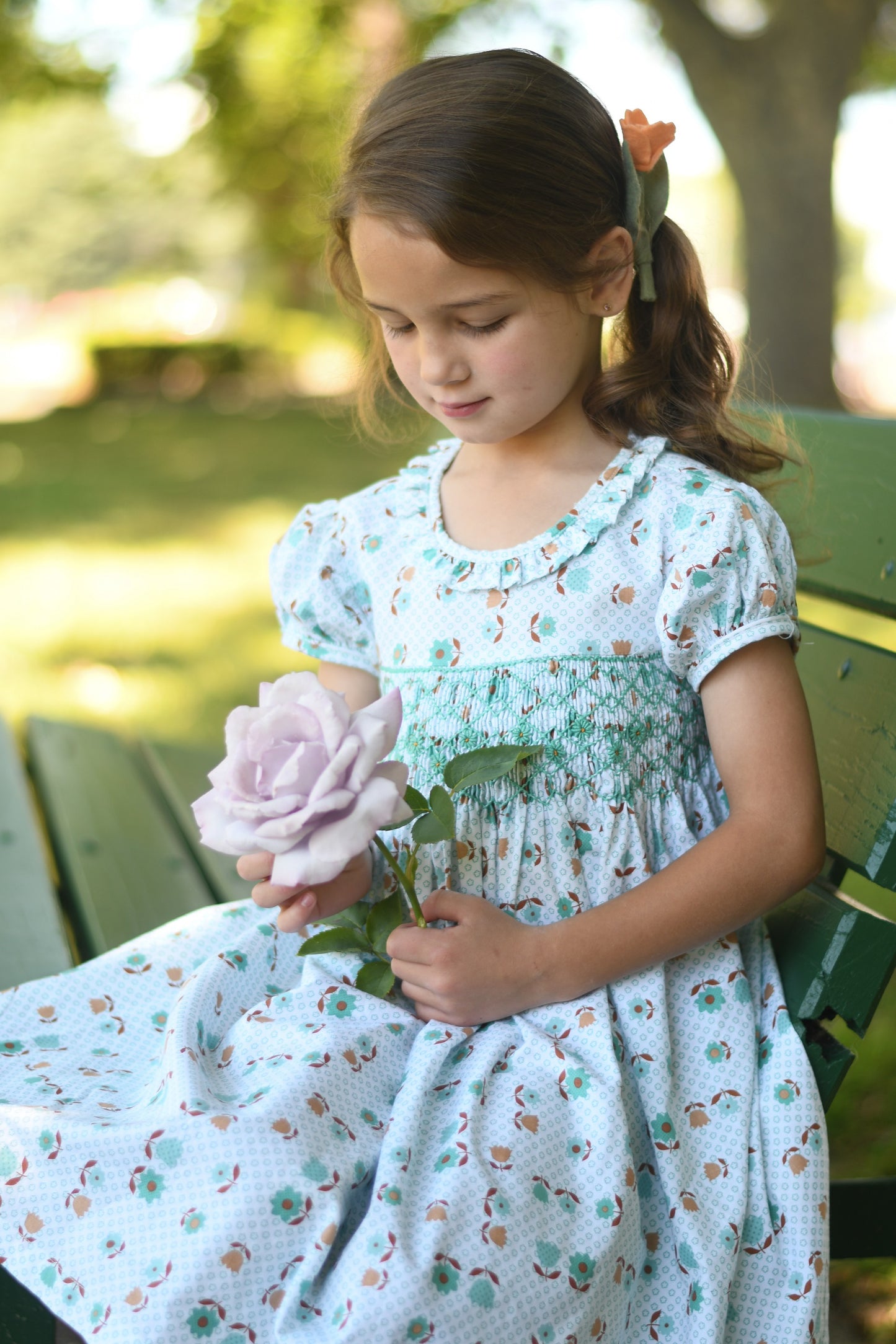 Jade Green Floral Smocked Dress