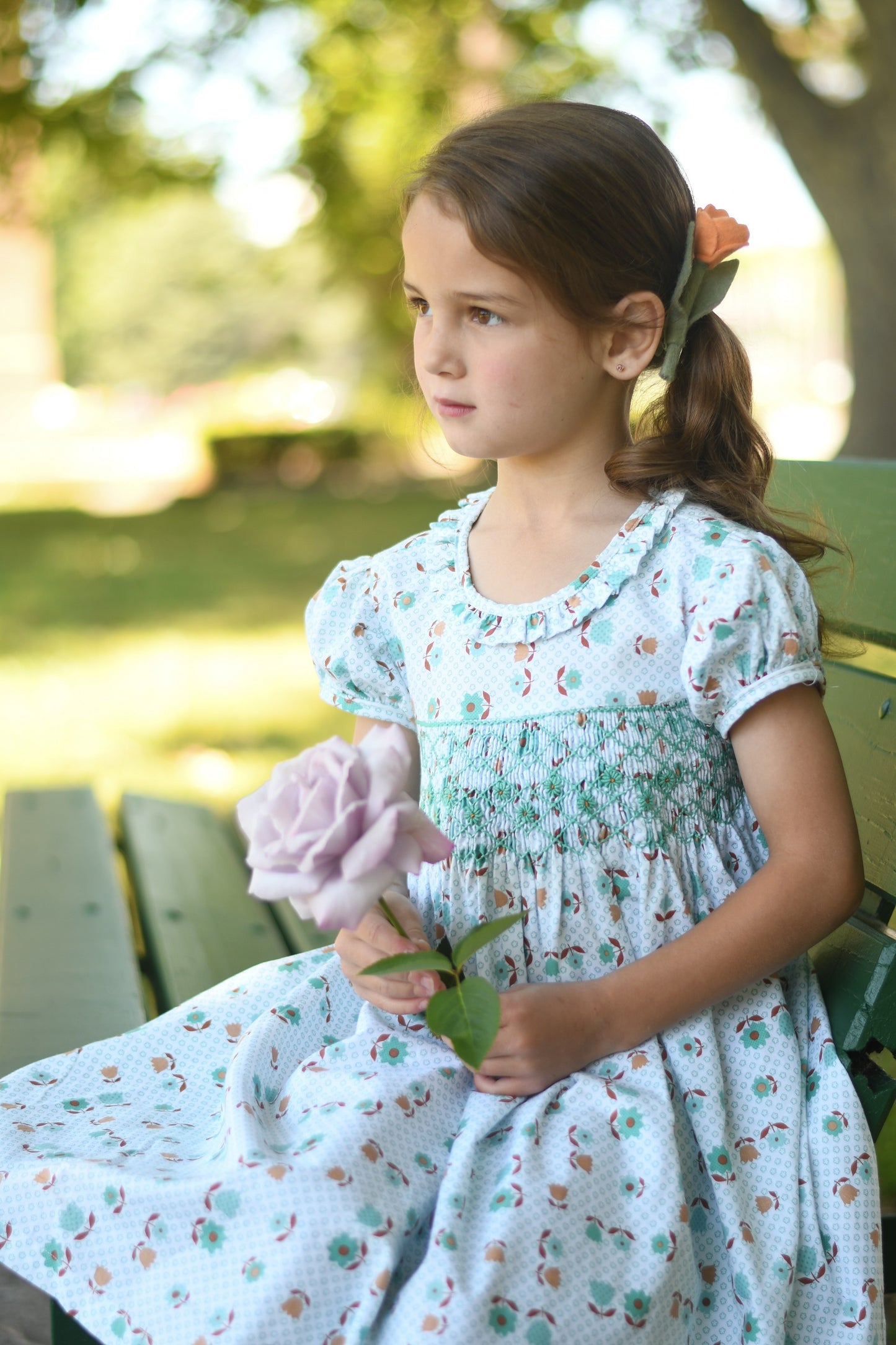 Jade Green Floral Smocked Dress