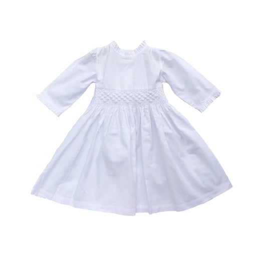 White Smocked Dress - Christening / Flower Girl