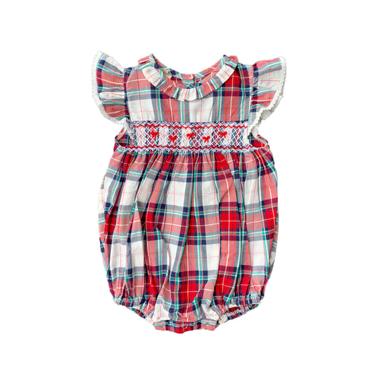 Red Checked Smocked Romper