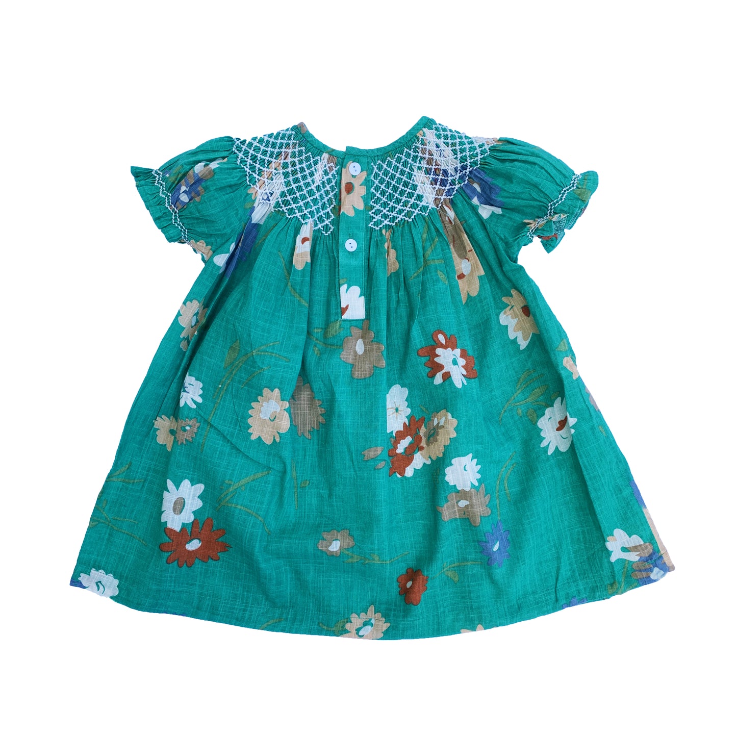 Emerald Green Bishop Smocked Dress.