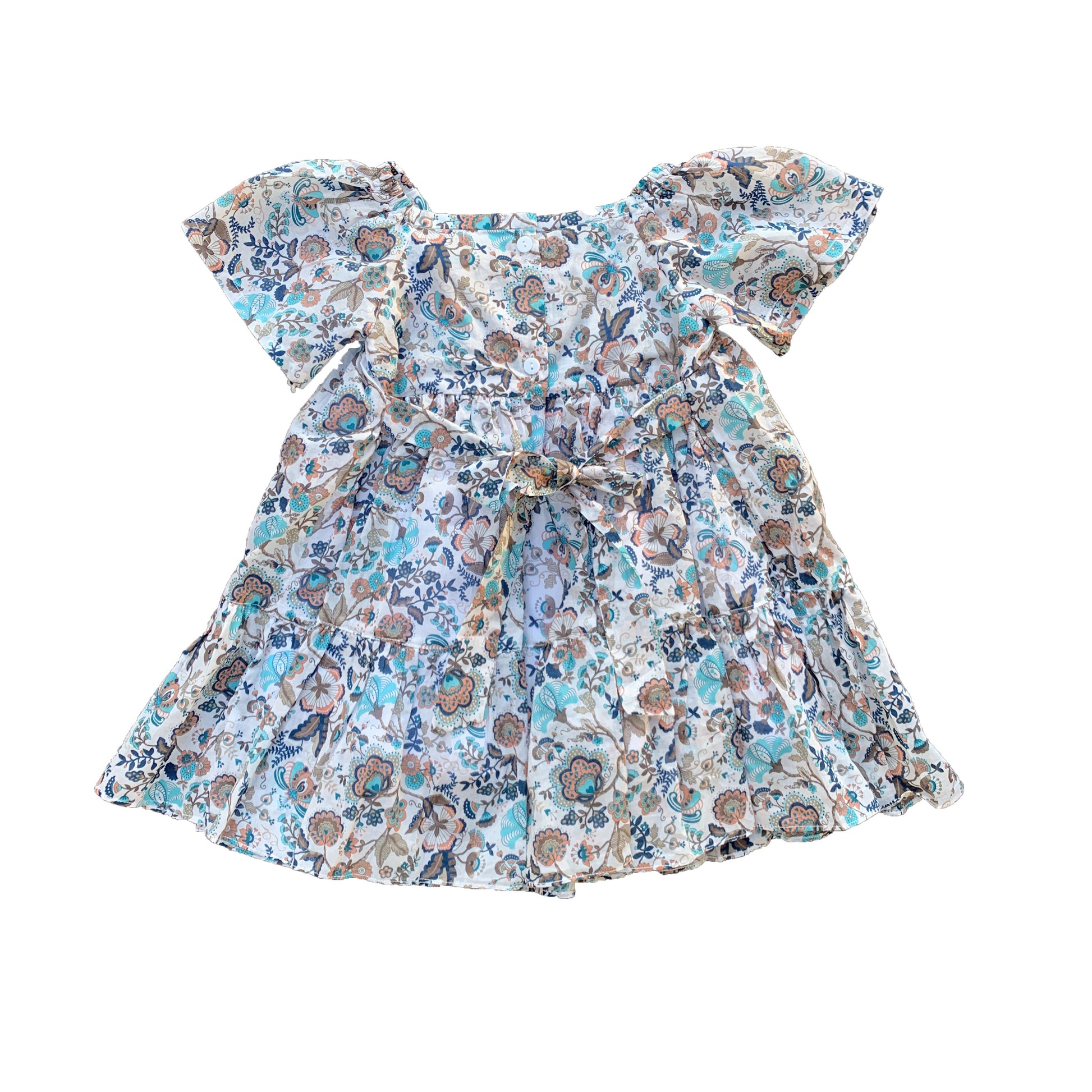 Turquoise Floral Smocked Dress