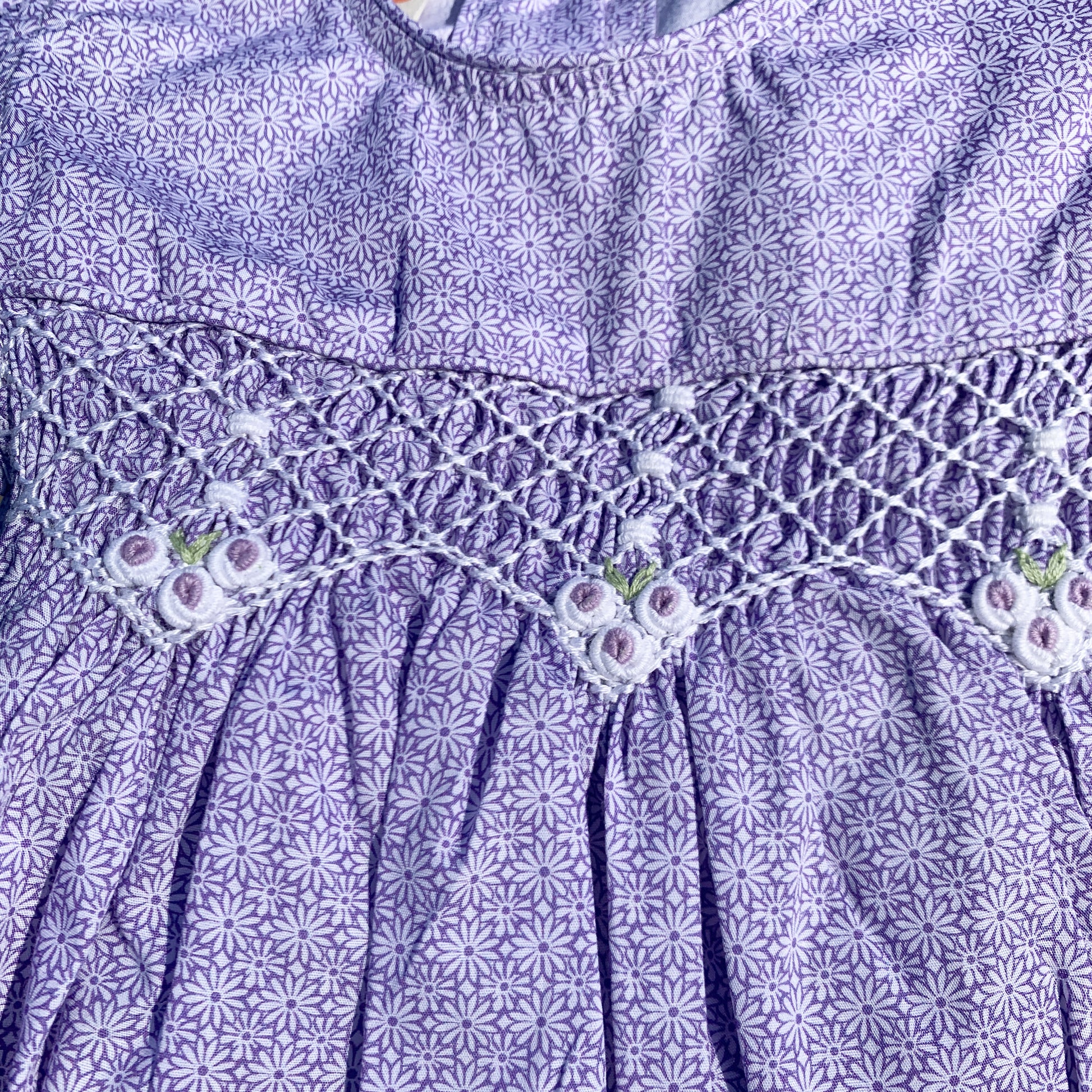 Lavender Hand Smocked Dress.