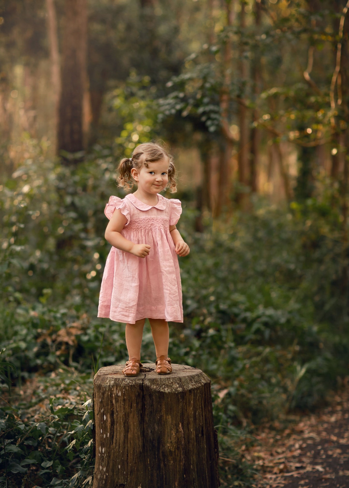 Light Pink Linen Smocked Dress