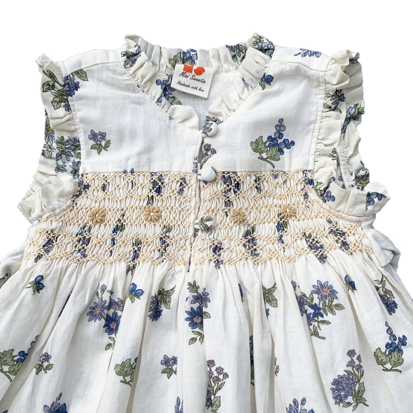 Vintage Cream Smocked Dress