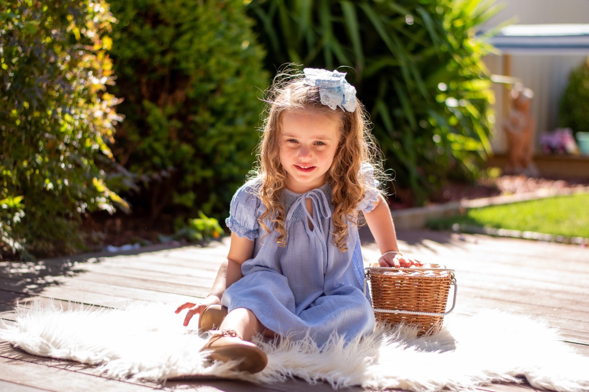 Blue smocked outlet dress baby