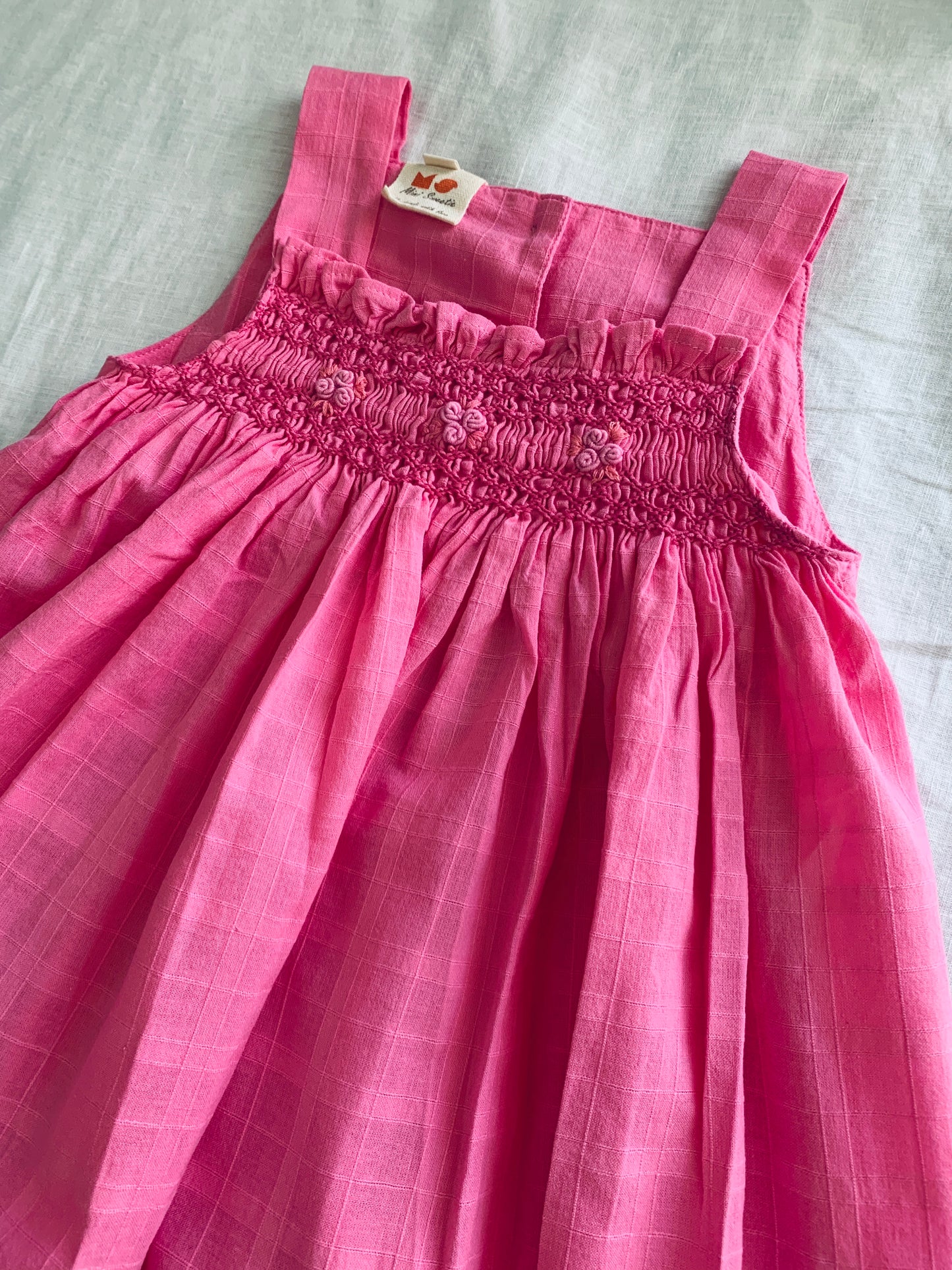 Pink Strap Smocked Dress
