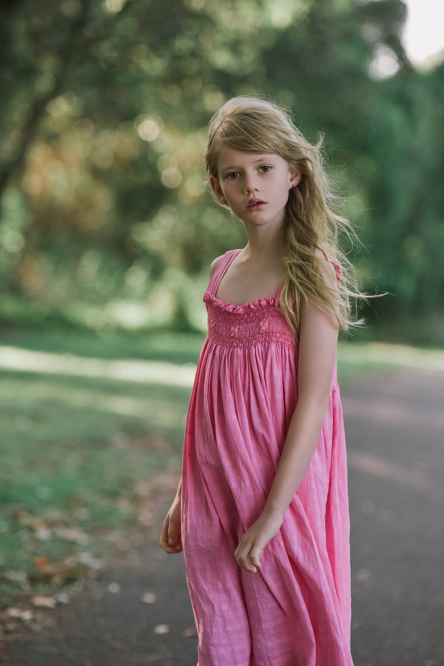 Pink Strap Smocked Dress