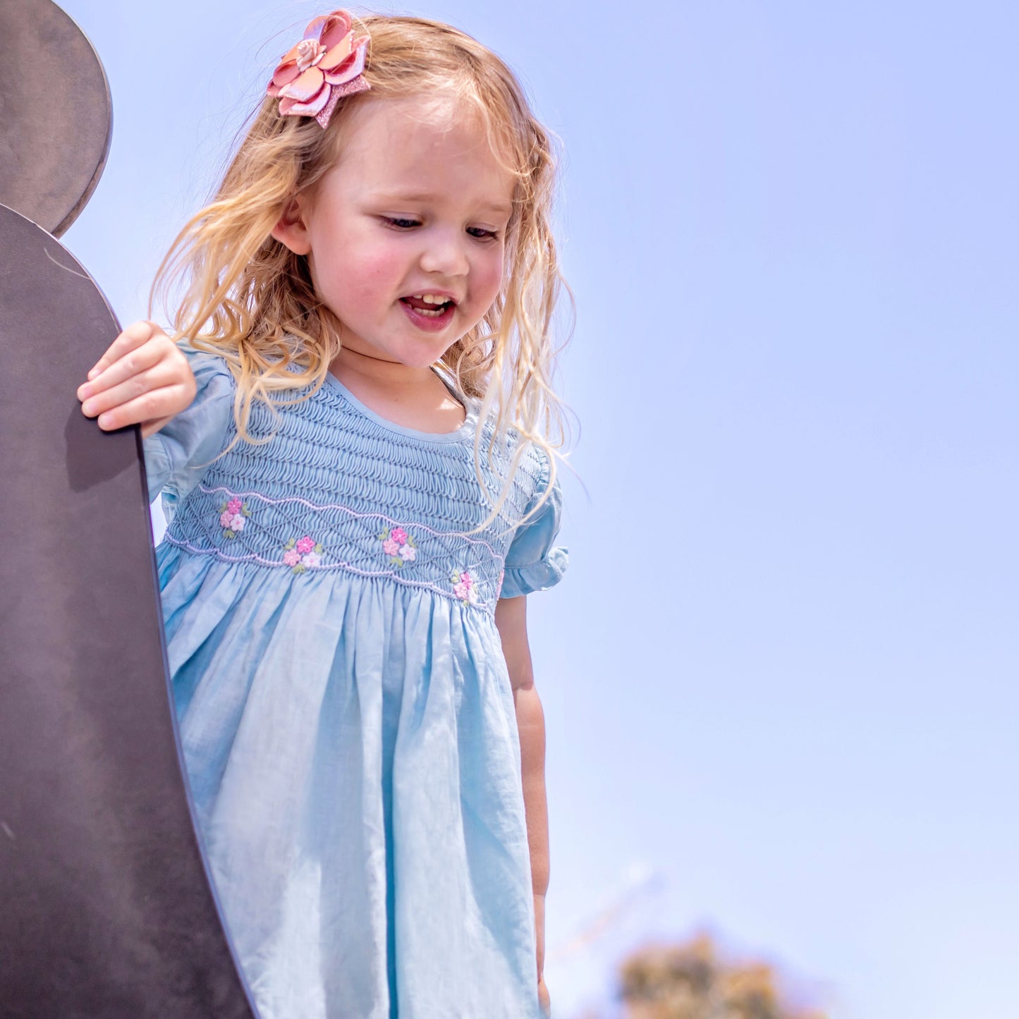 Blue sky classic smocked dress.