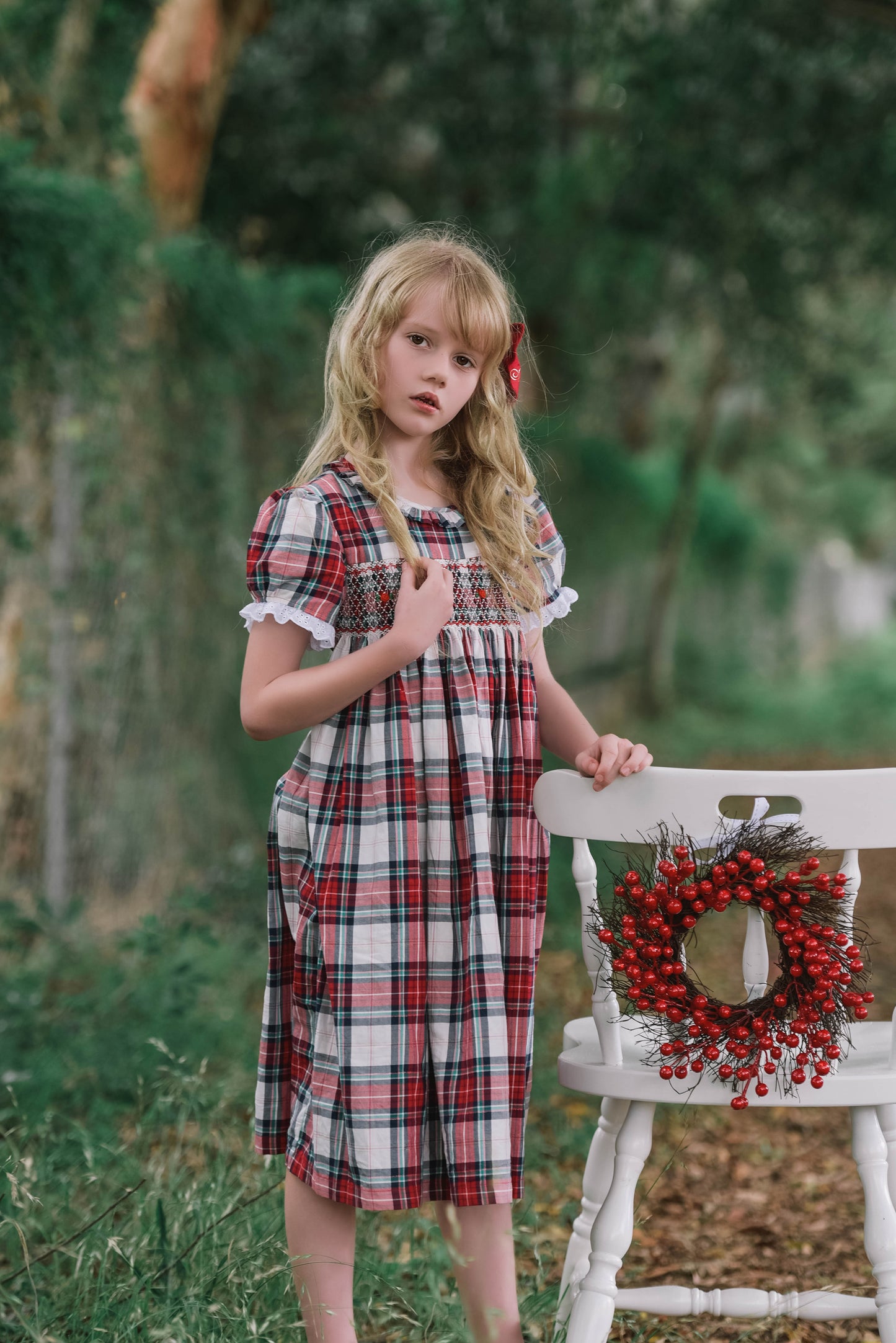Red Checked Smocked Dress