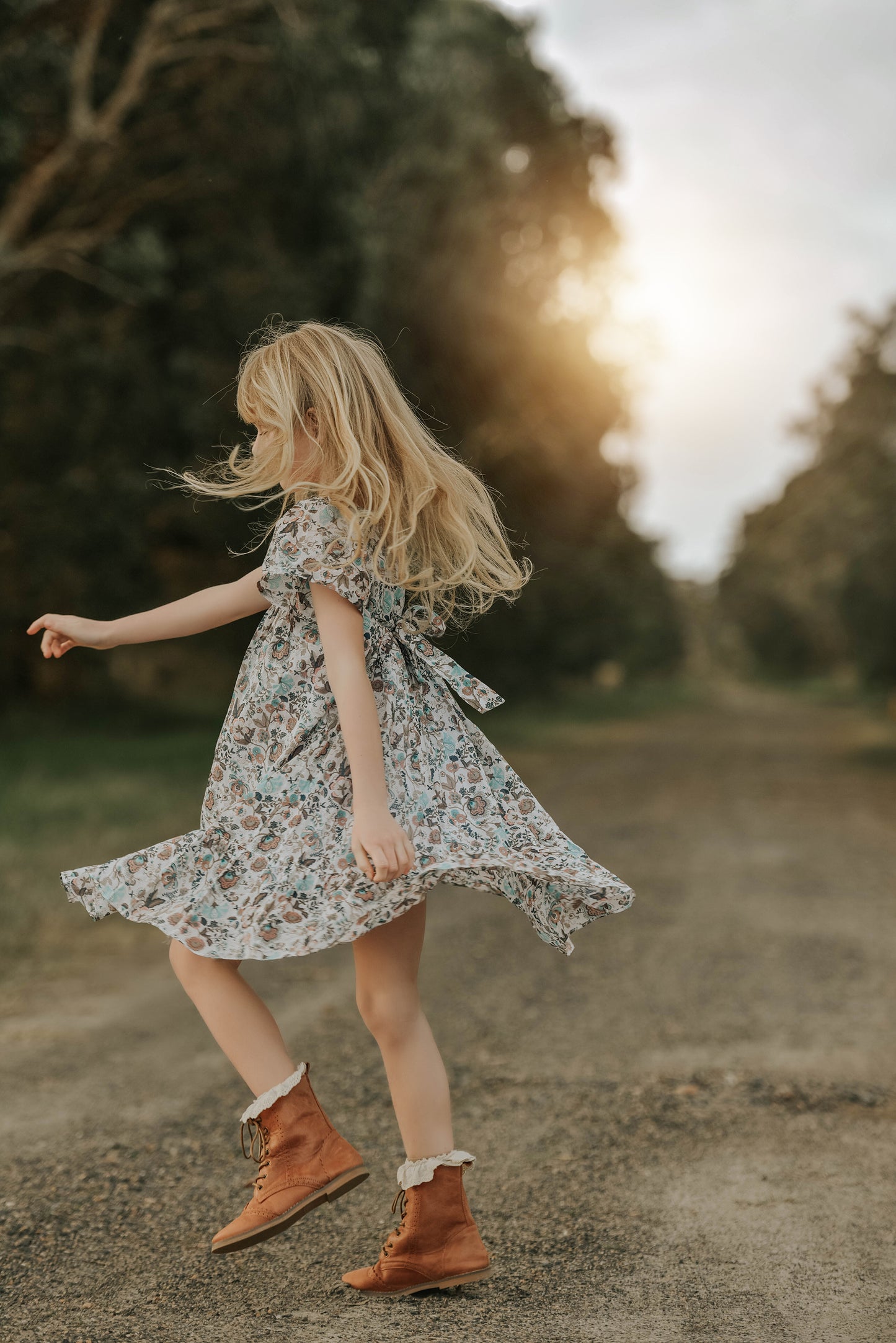 Turquoise Floral Smocked Dress